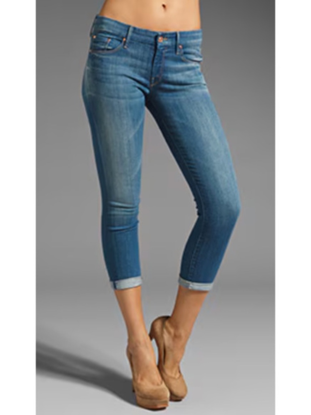 MOTHER The Looker Crop Getaway Girl Blue Denim Jeans Size 24